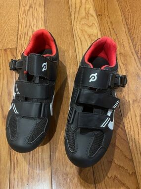 Black and Red Athletic Shoes with Hook-and-Loop Straps